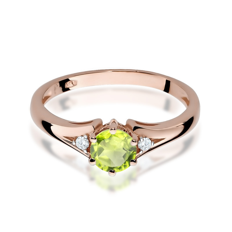 Diamantový prsteň Radiance z ružového zlata s olivínom, 14k