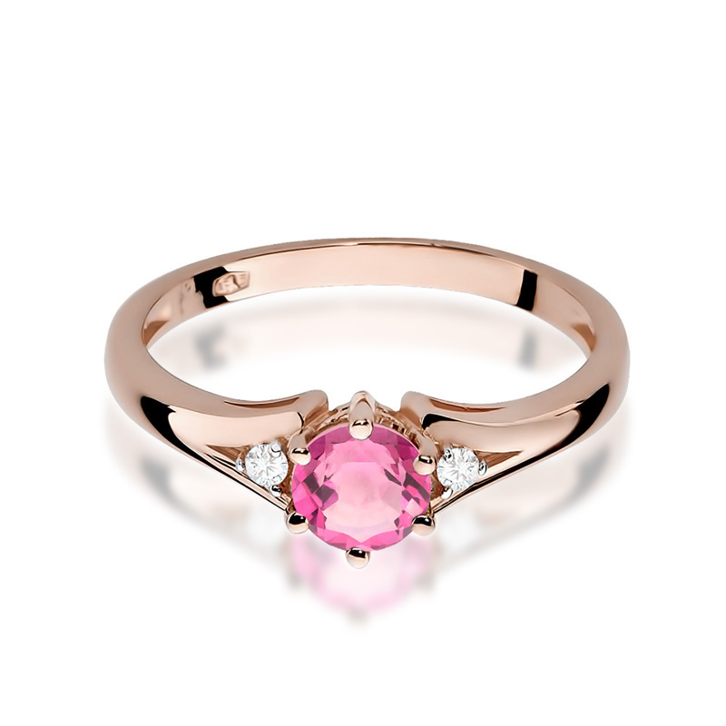 Diamantový prsteň Radiance z ružového zlata s ružovým topásom, 14k