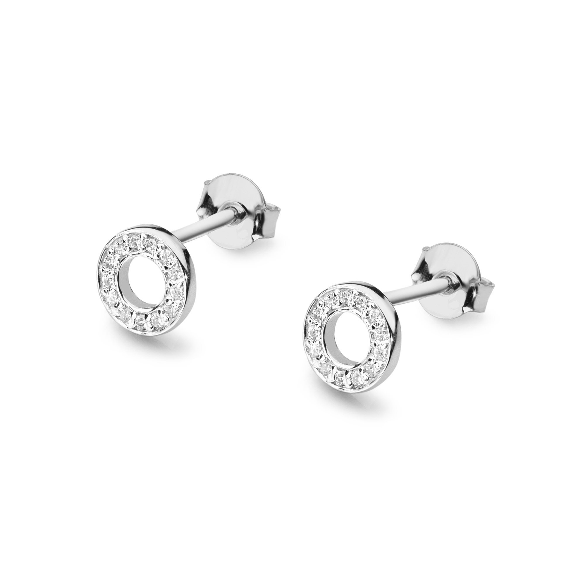 Diamantové náušnice Quoit z bieleho zlata, 14k