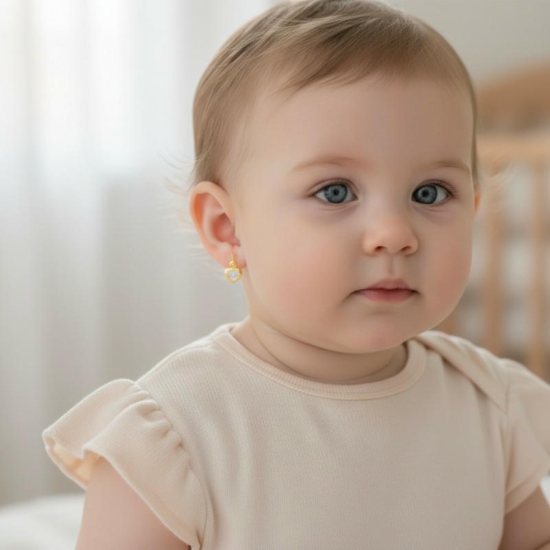 Náušnice pre novorodeniatko srdiečková iskrička so zirkónom