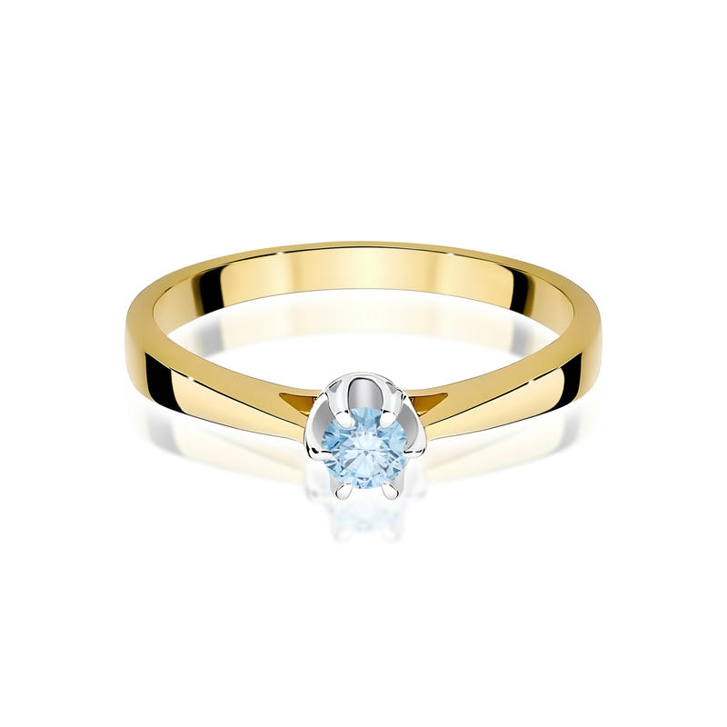 LAB zásnubný prsteň Anira zo žltého zlata s modrým diamantom, 14k