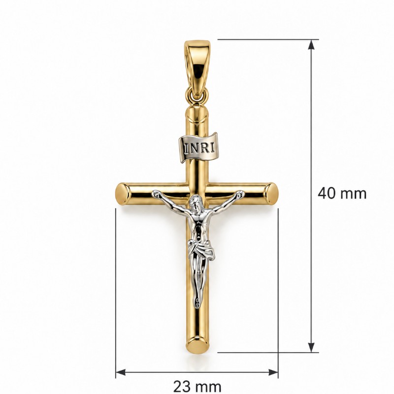 Pánsky prívesok Kríž s Ježišom Kristom zo žltého zlata, 14k